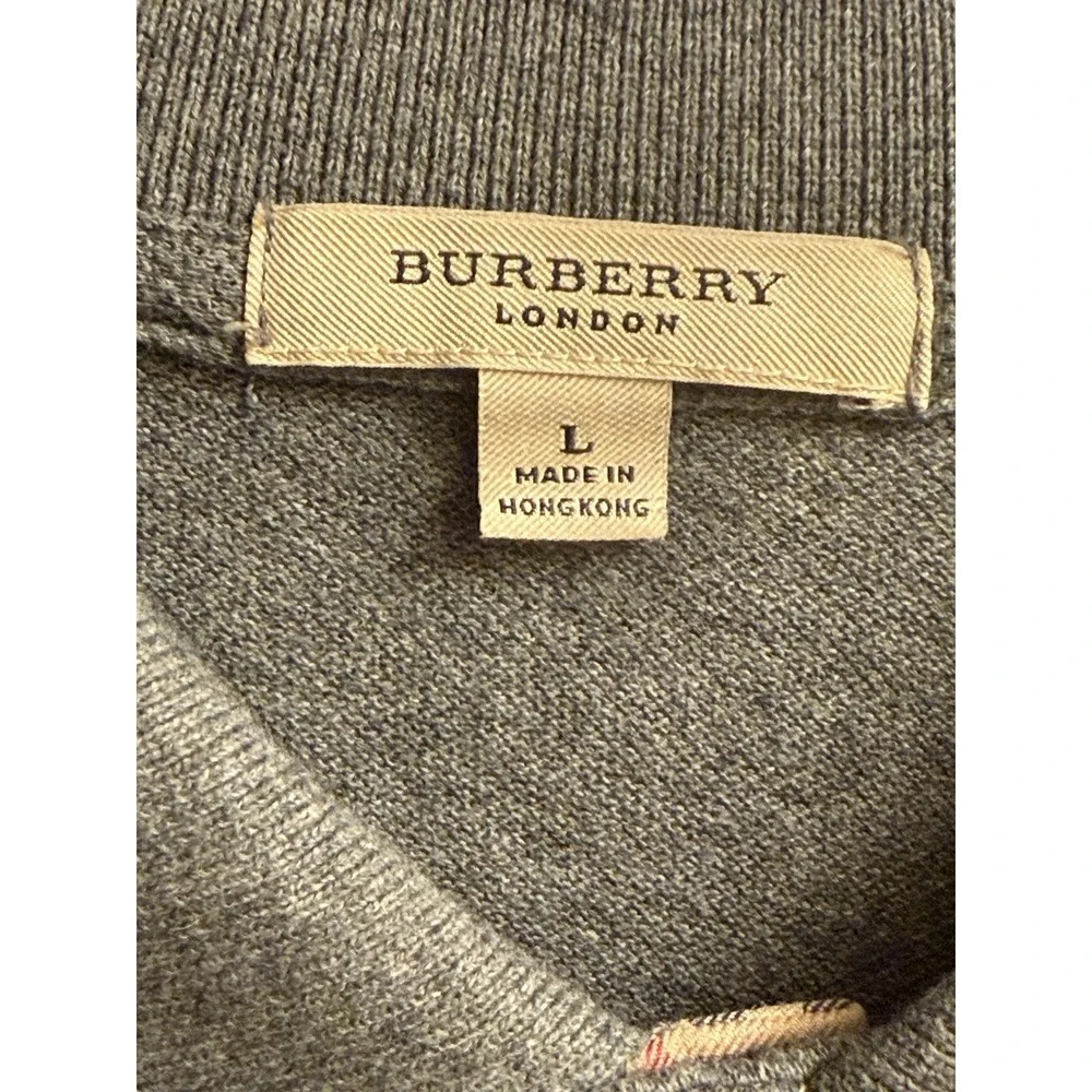Burberry London‎ Long-sleeve Monogram Motif Cotton Polo Shirt Size Large Gray